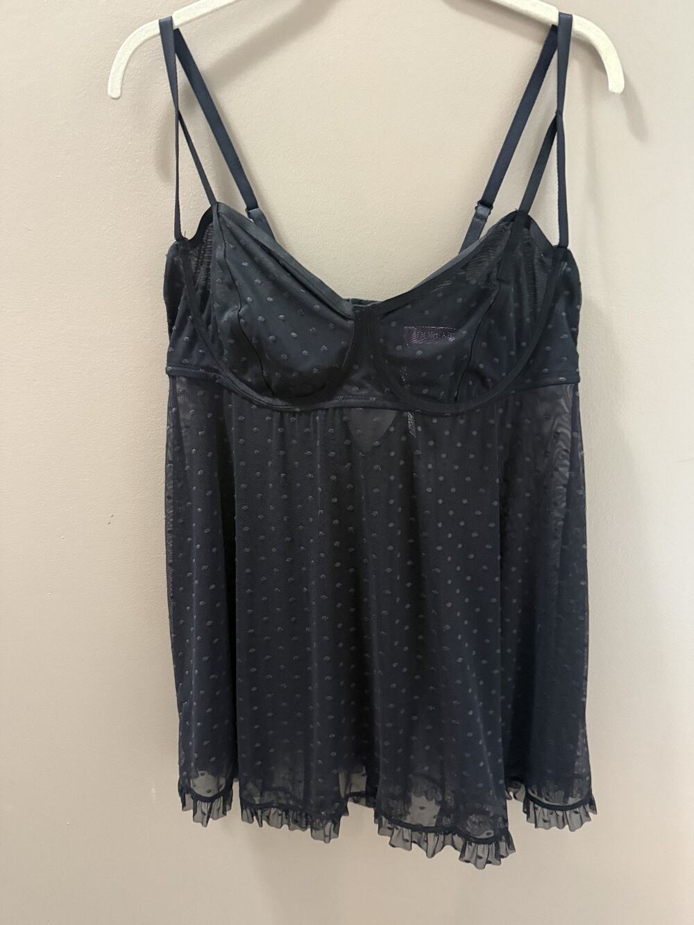 NWT Adore Me Black Polka Dot Lingerie Dress 2X Coquette Feminine Sexy